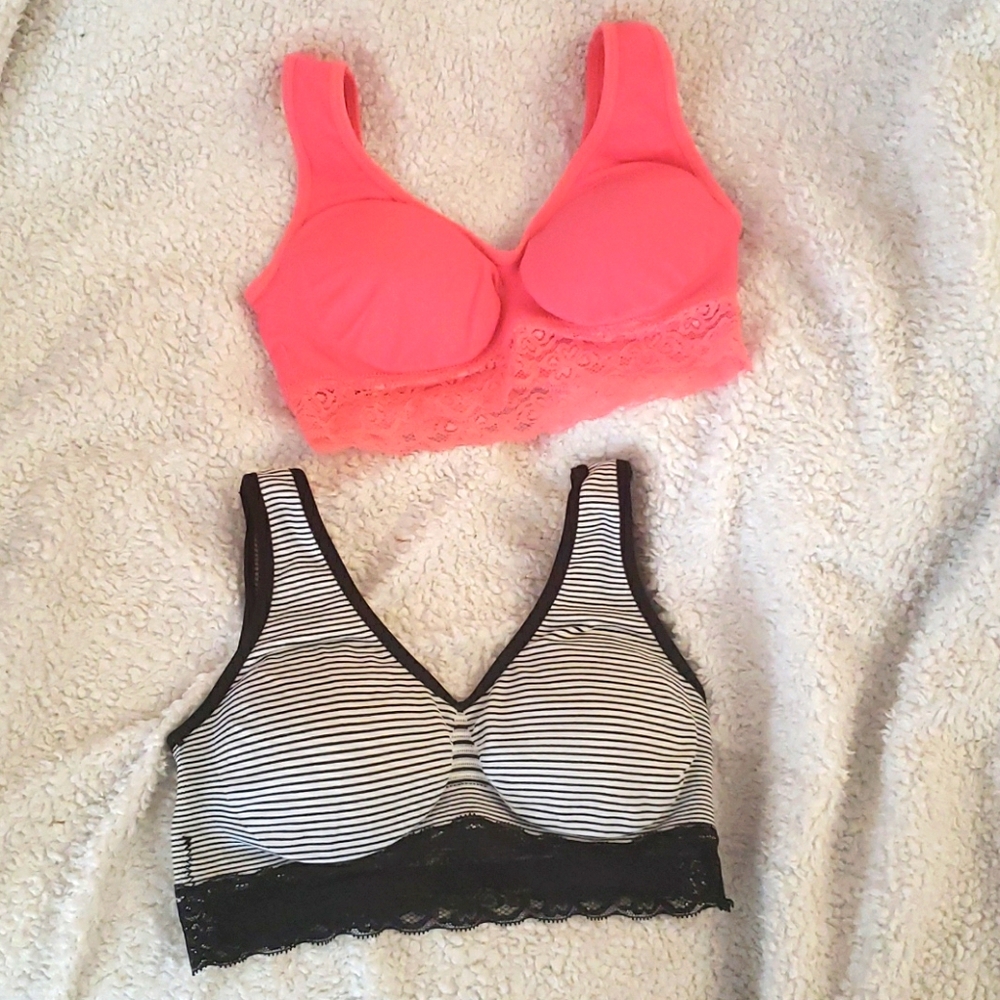 Marilyn Monroe sports bra Pink stripped XS x2 NWOT